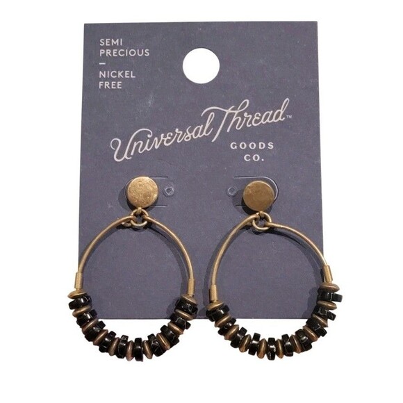 Universal Thread Simi Precious Antiqued Gold Tone Hoop Earrings Nickel Free - Picture 2 of 5